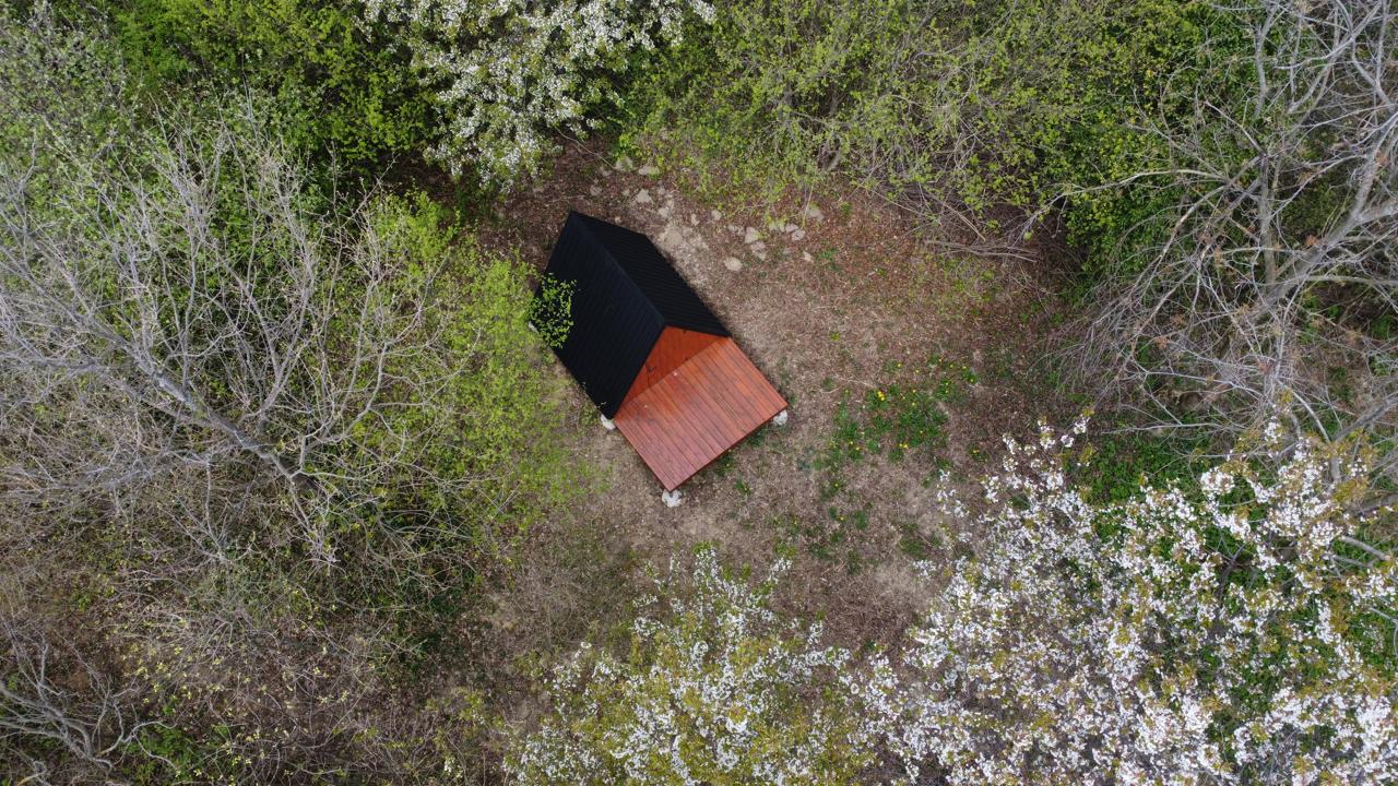 Privatna šumska kućica okružena proljetnim zelenilom